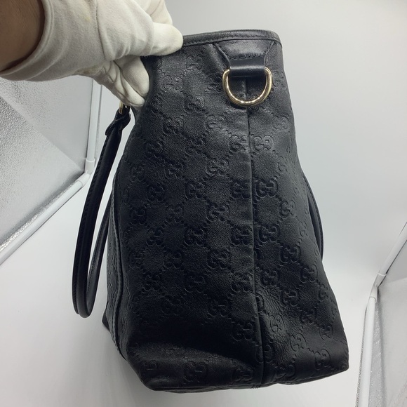 🛍️SOLD ON E..Y🛍️GUCCI Black Guccissima Large Tote/GENDERLESS - Picture 4 of 12